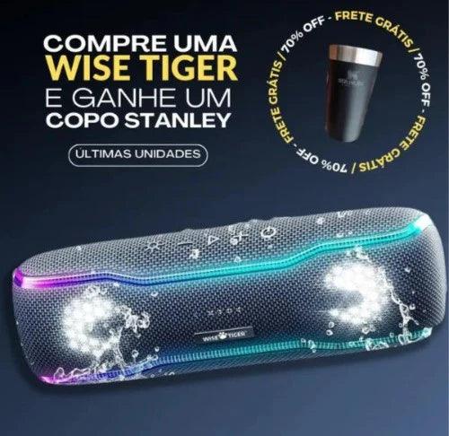 Caixa de Som WT + Copo Stanley de Brinde
